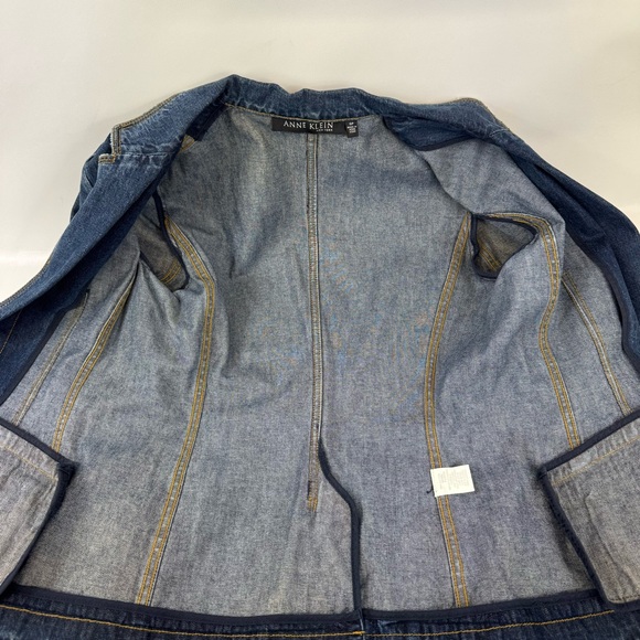 Anne Klein vintage denim tailored denim blazer, Bloomingdale’s y2kSz 6 Petite - Picture 16 of 17